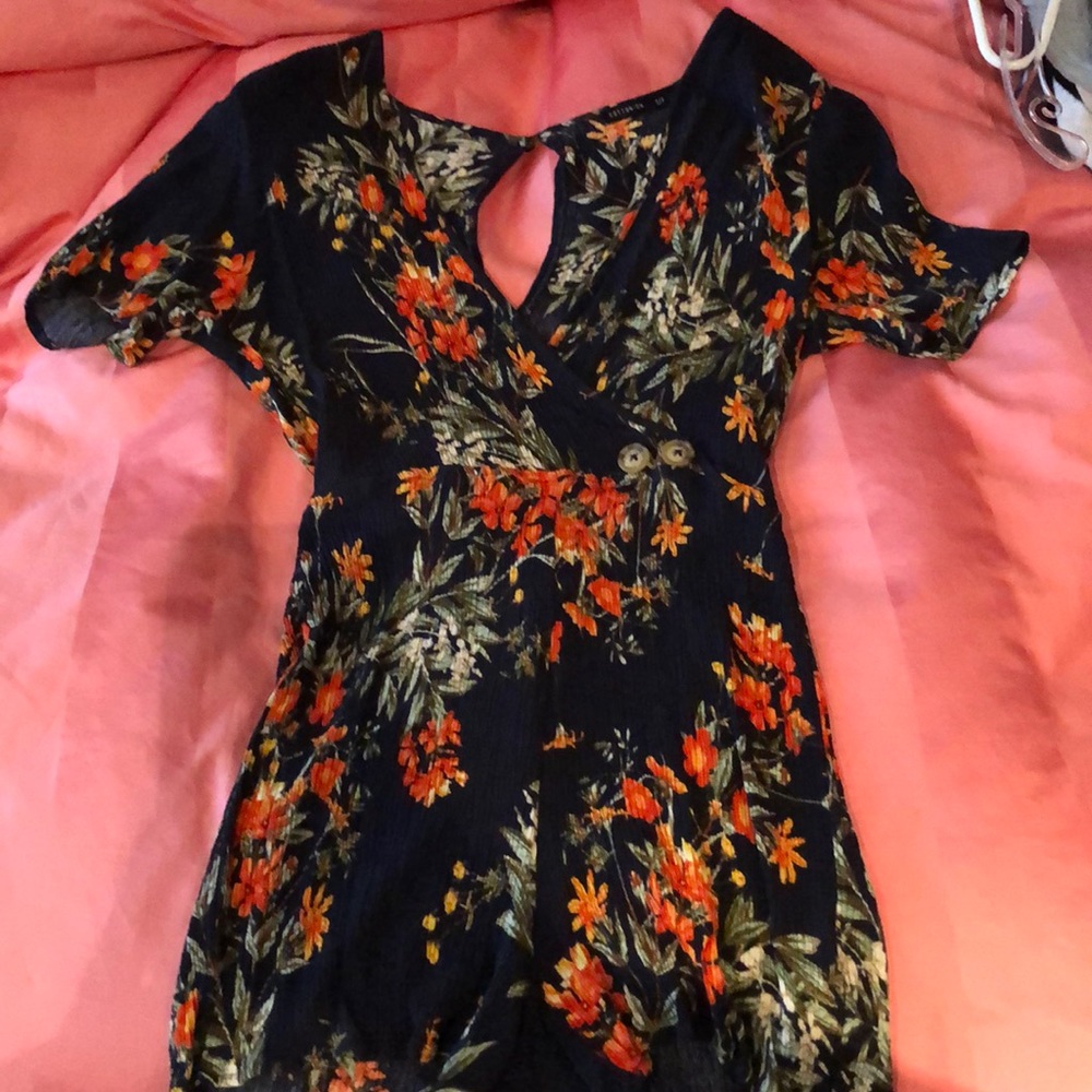 Navy blue floral romper